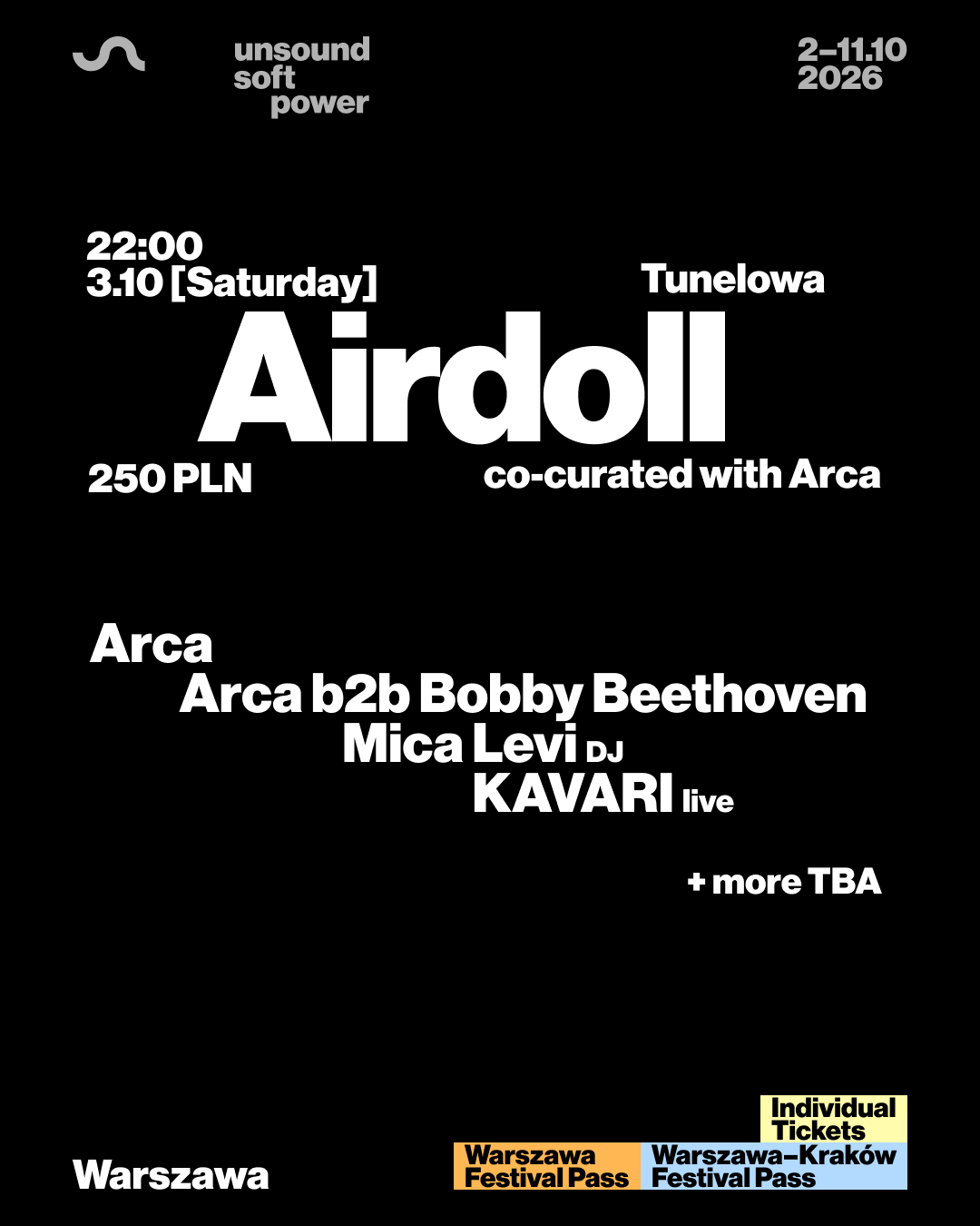 Unsound Warszawa 2026: Arca presents AIRDOLL - Arc