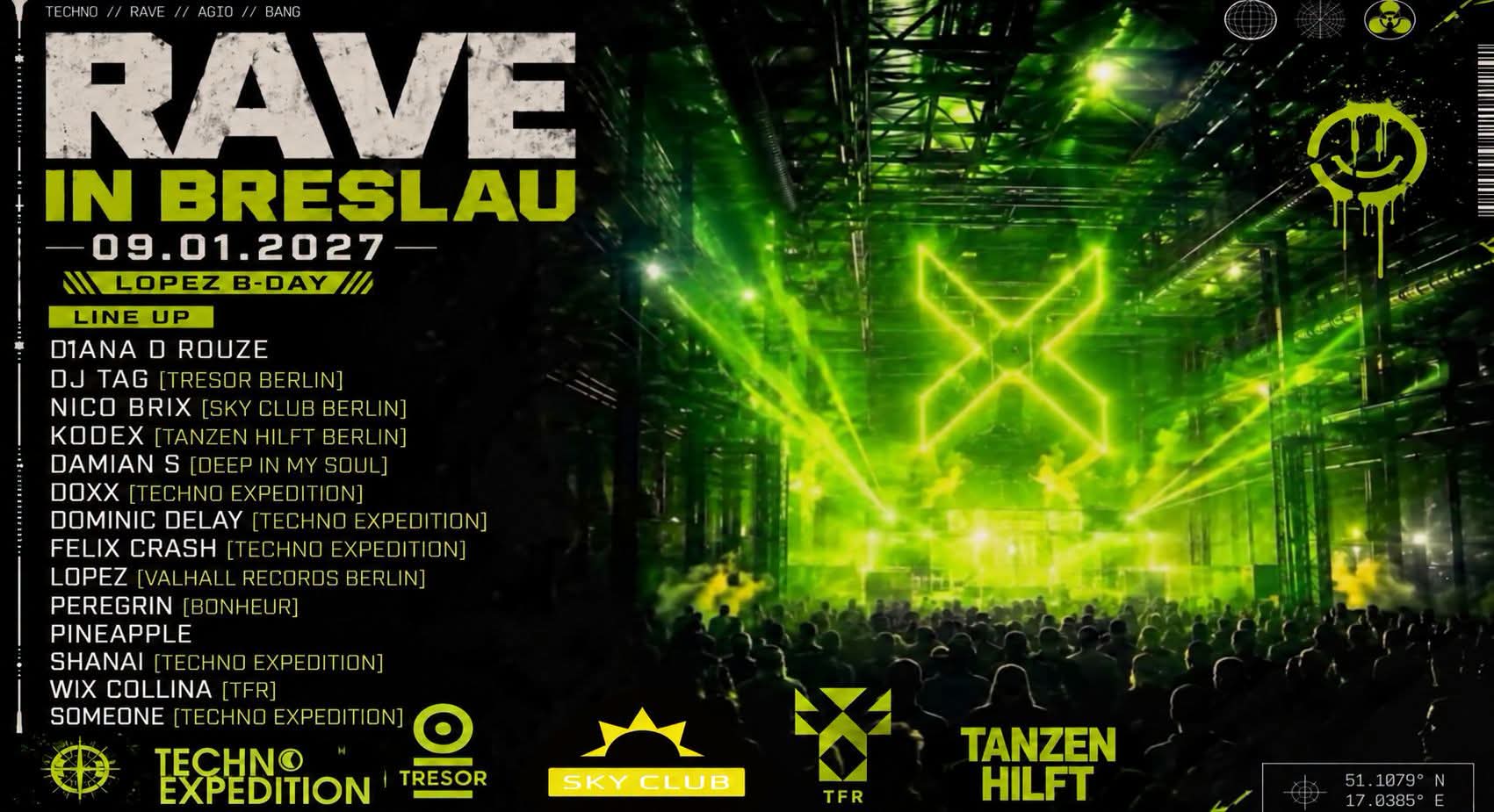 Rave in Breslau / Dj Tag , Diana D Rouz, Nico Brix